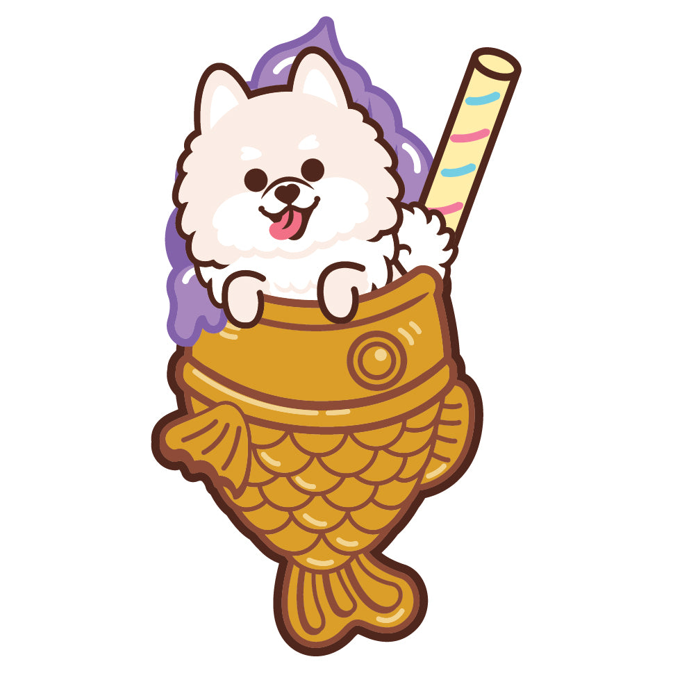 Pomeranian Stickers-Taiyaki Ice-cream 松鼠狗貼紙-鯛魚雪糕