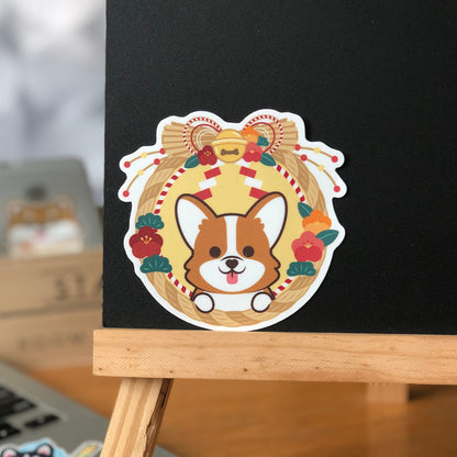 Corgi Stickers-Japan Flower 哥基貼紙-日式年花