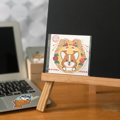 Pug Stickers-Japan Flower 八哥貼紙-日式年花