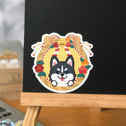 Husky Stickers-Japan Flower 雪橇狗貼紙-日式年花