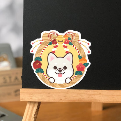 Shiba Stickers-Japan Flower 柴犬貼紙-日式年花
