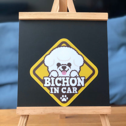 Bichon Glass Reverse Car Stickers-In Car 比熊犬玻璃反車貼-坐車車