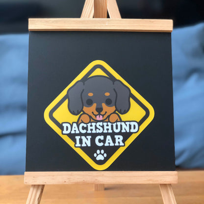 Dachshund Glass Reverse Car Stickers-In Car 臘腸狗玻璃反車貼-坐車車