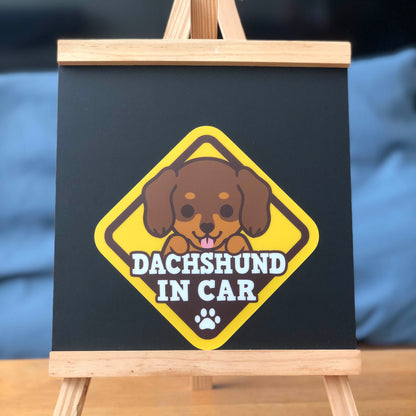 Dachshund Glass Reverse Car Stickers-In Car 臘腸狗玻璃反車貼-坐車車