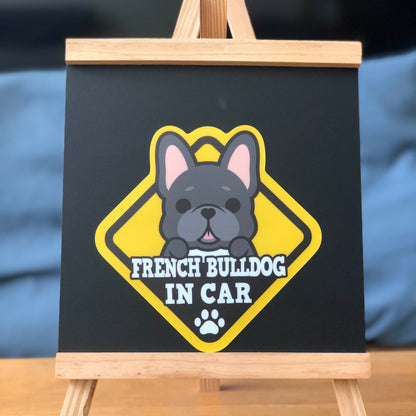 Frenchie Glass Reverse Car Stickers-In Car 法鬥玻璃反車貼-坐車車