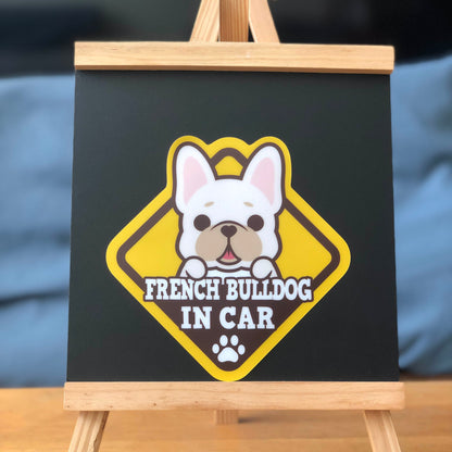Frenchie Glass Reverse Car Stickers-In Car 法鬥玻璃反車貼-坐車車