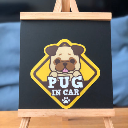 Pug Glass Reverse Car Stickers-In Car 八哥玻璃反車貼-坐車車