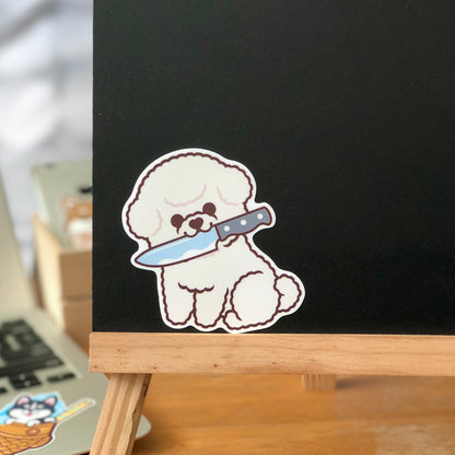 Bichon Stickers-Knife 比熊犬貼紙-咬刀仔
