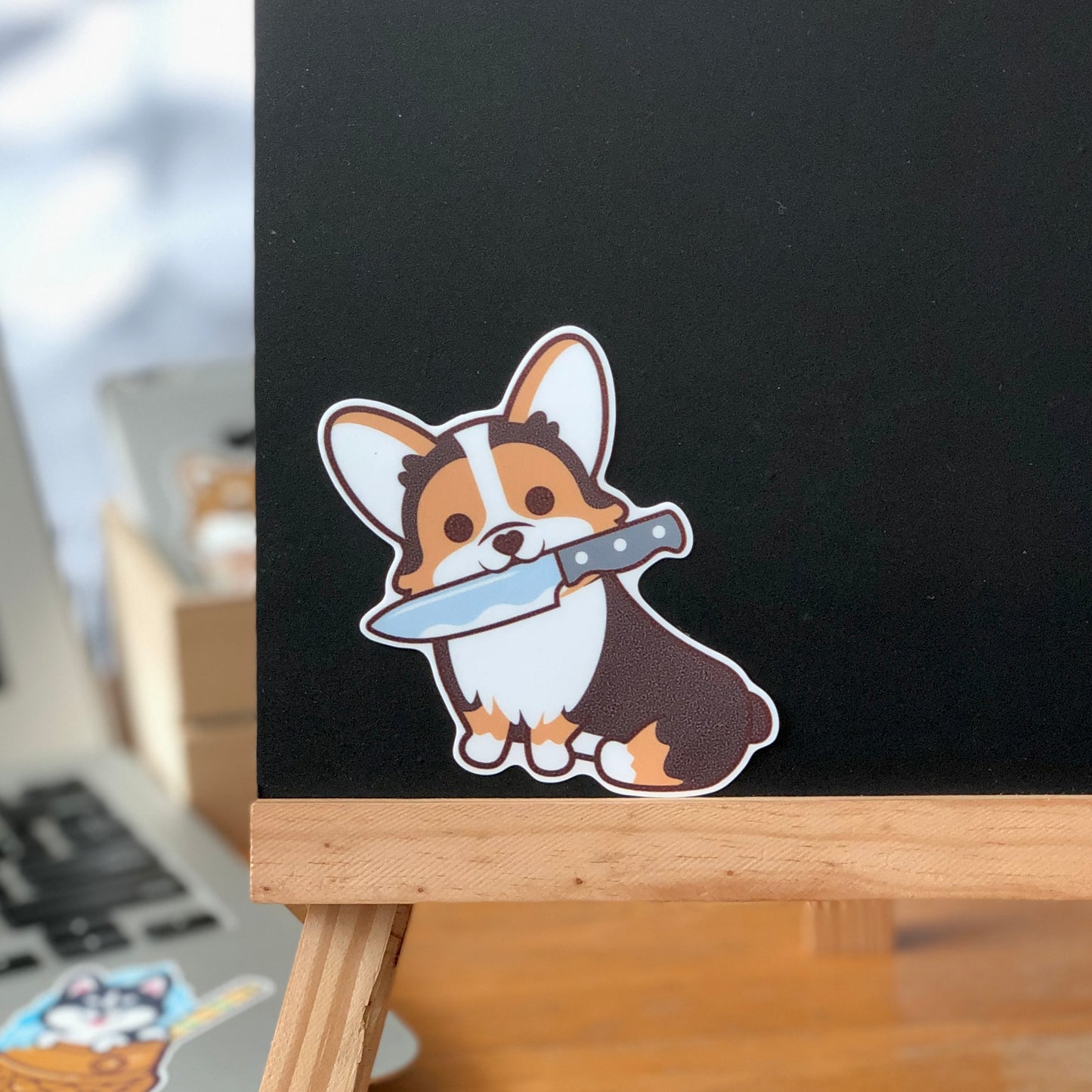 Corgi Stickers-Knife 哥基貼紙-咬刀仔