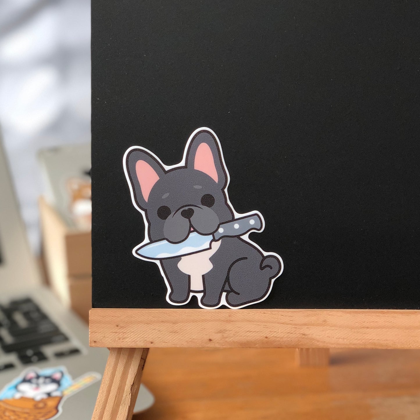 Frenchie Stickers-Knife 法鬥貼紙-咬刀仔