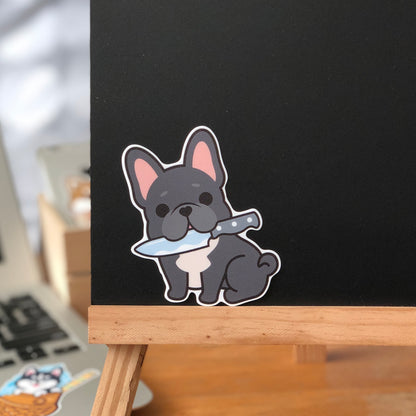 Frenchie Stickers-Knife 法鬥貼紙-咬刀仔