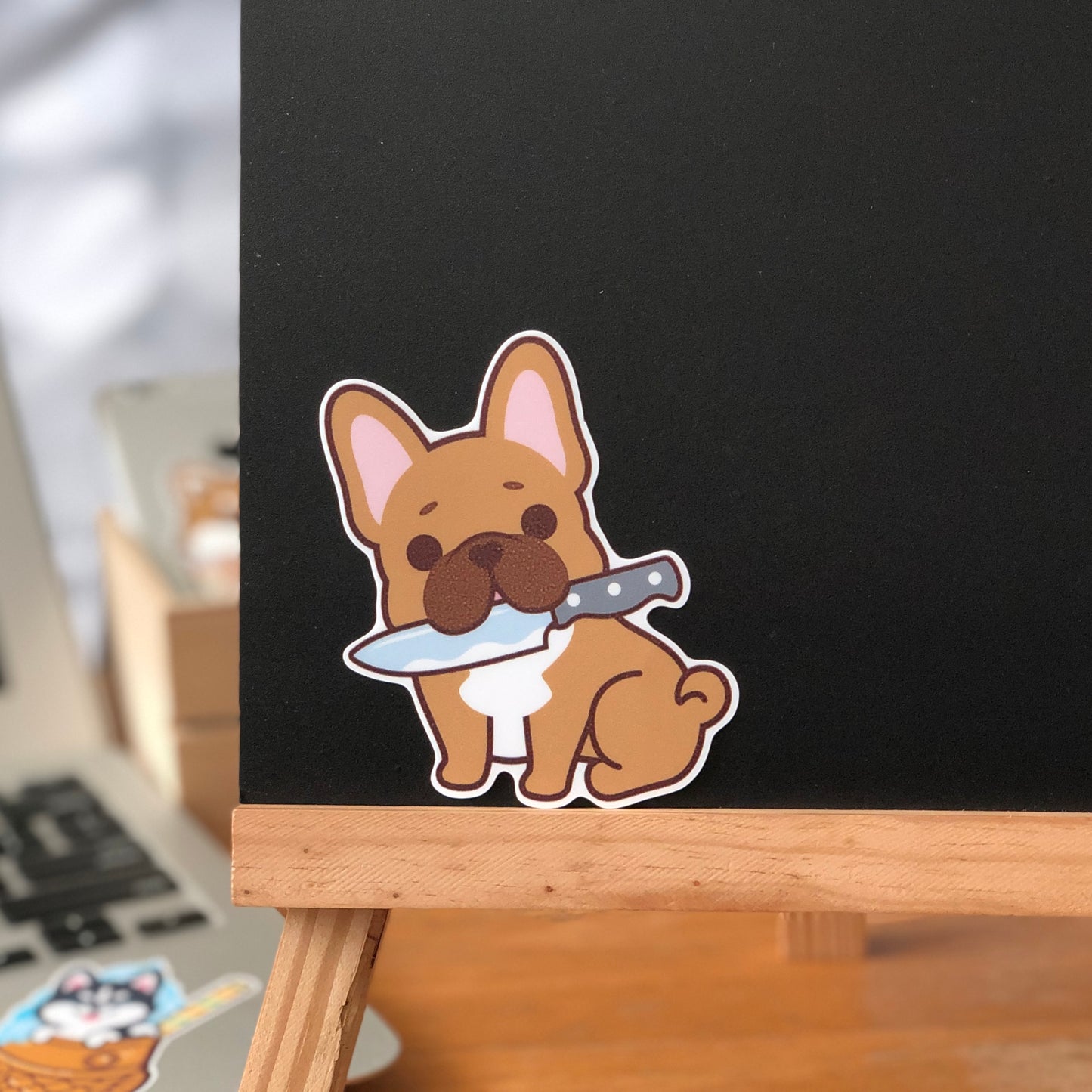 Frenchie Stickers-Knife 法鬥貼紙-咬刀仔