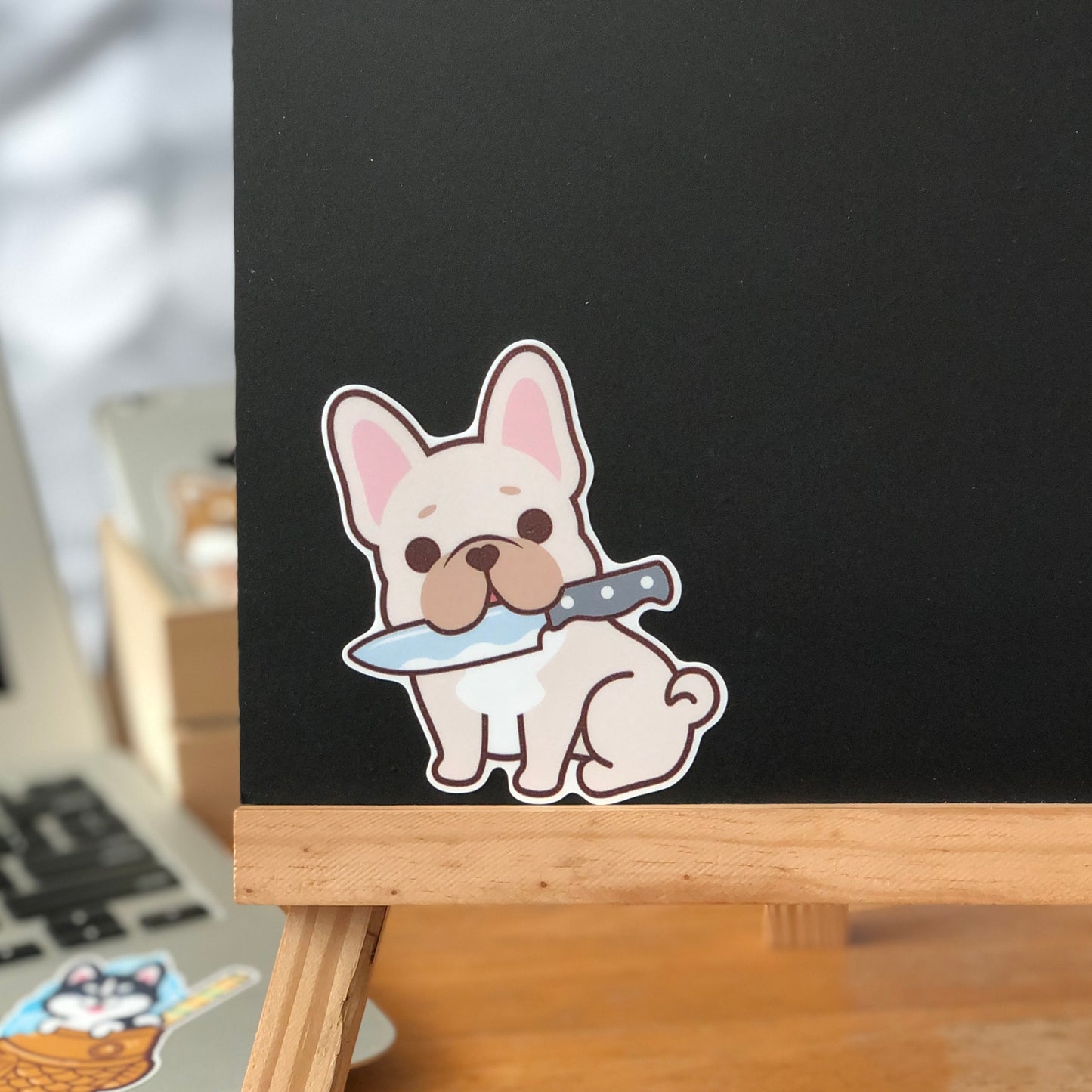 Frenchie Stickers-Knife 法鬥貼紙-咬刀仔