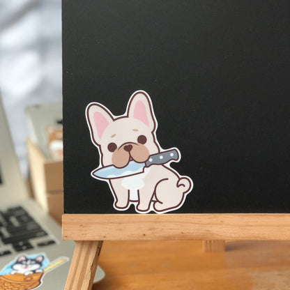 Frenchie Stickers-Knife 法鬥貼紙-咬刀仔
