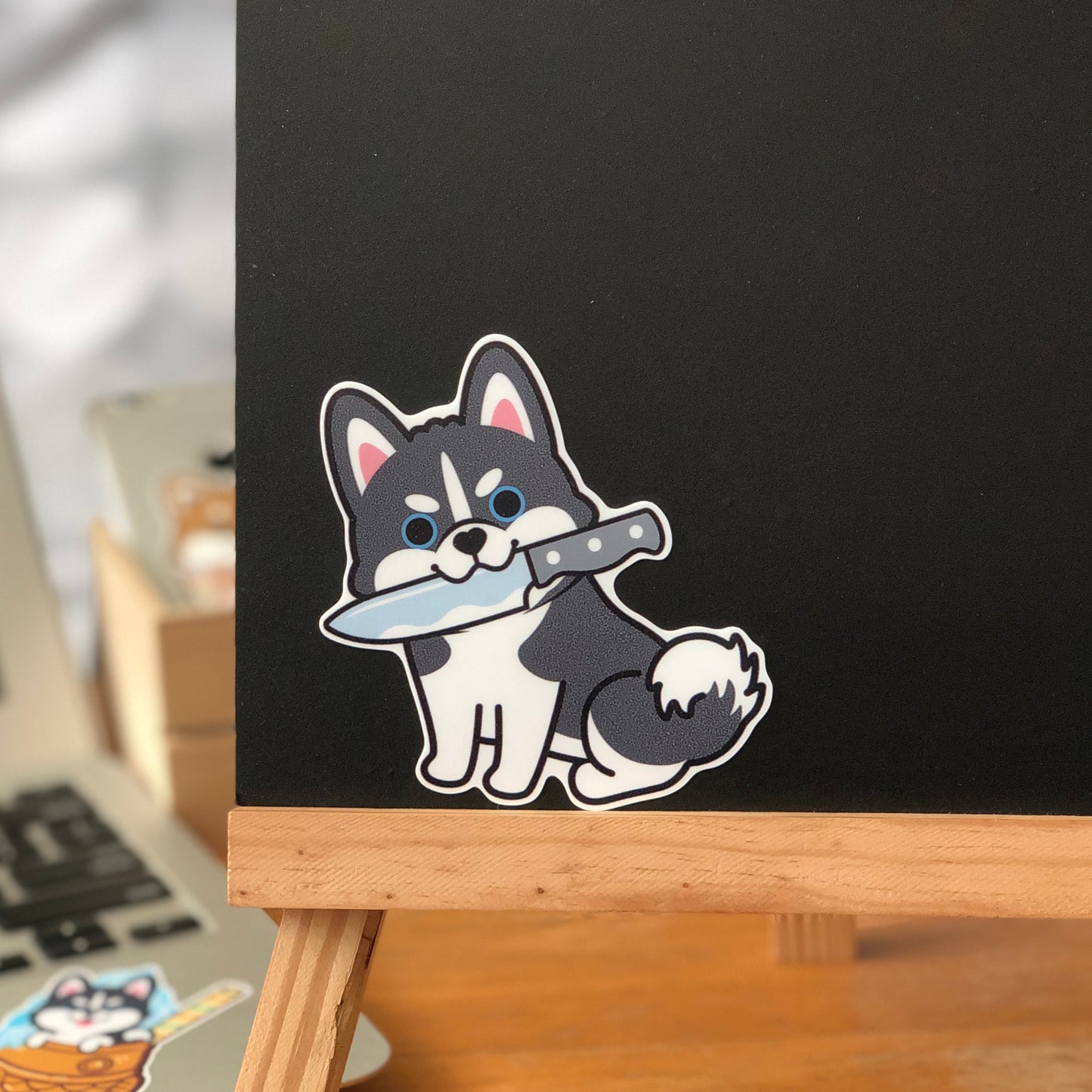 Husky Stickers-Knife 雪橇狗貼紙-咬刀仔