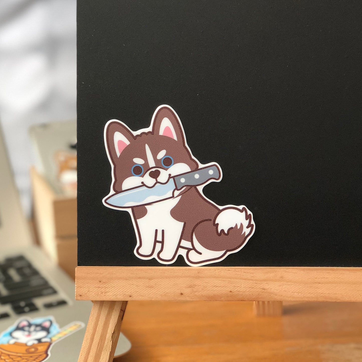 Husky Stickers-Knife 雪橇狗貼紙-咬刀仔