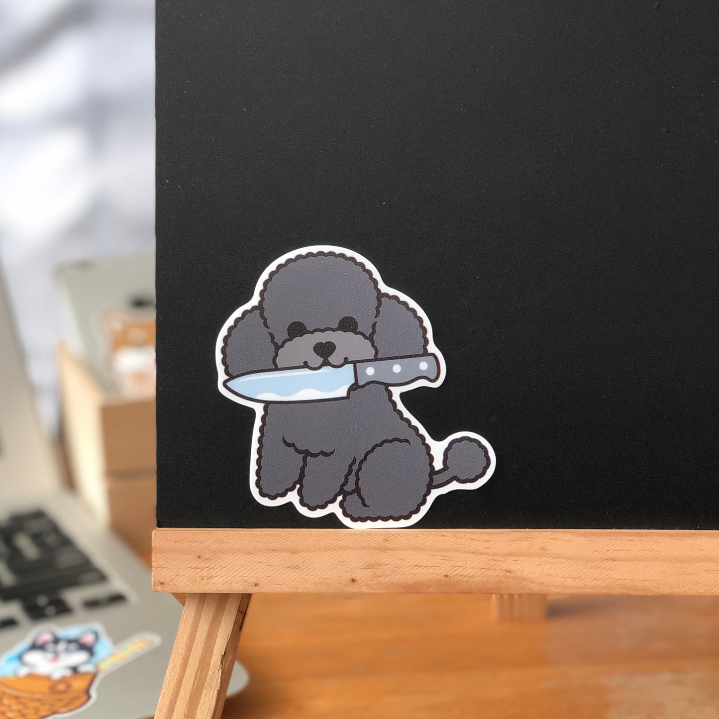 Poodle Stickers-Knife 貴婦狗貼紙-咬刀仔
