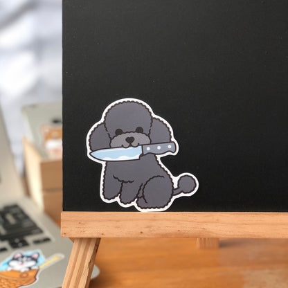 Poodle Stickers-Knife 貴婦狗貼紙-咬刀仔
