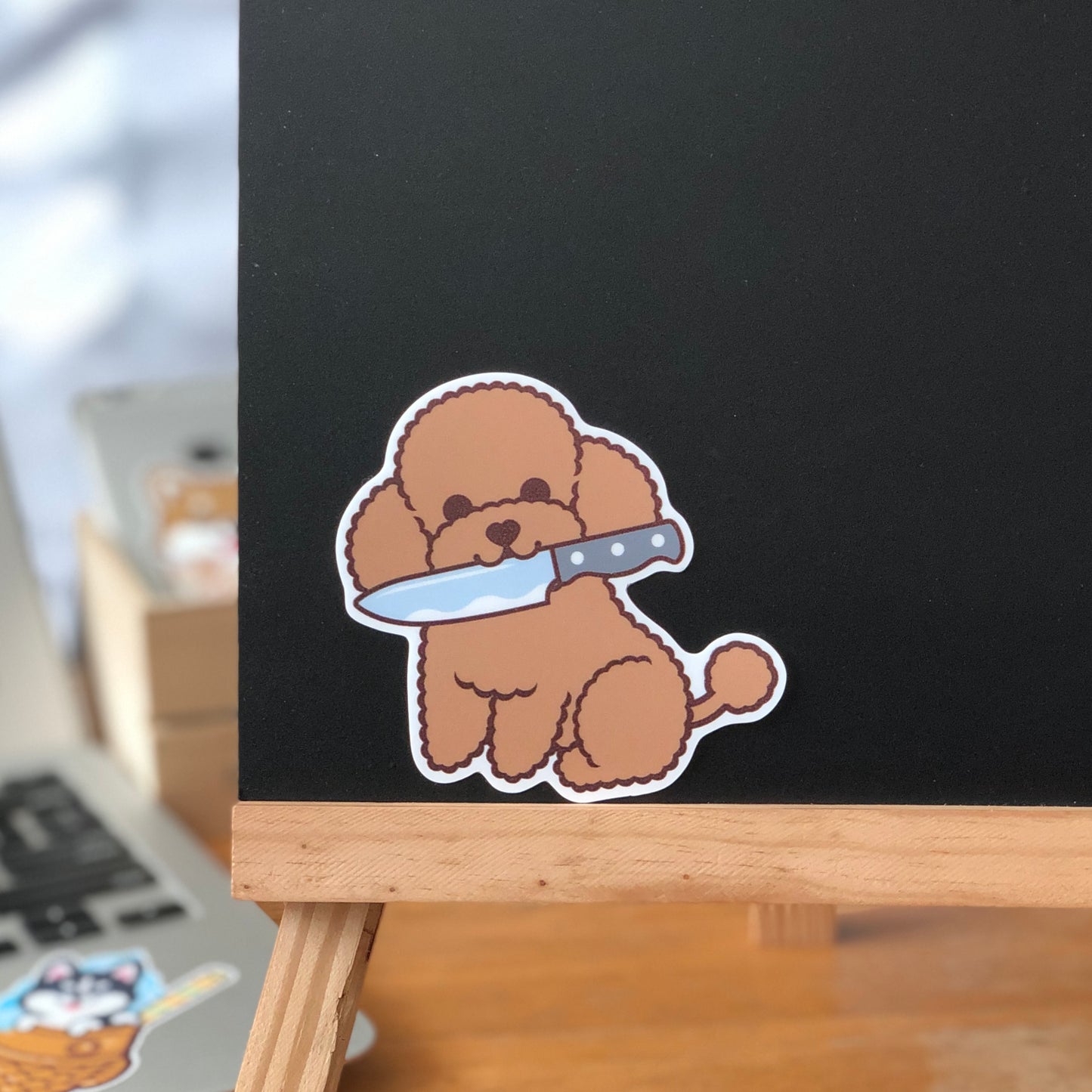 Poodle Stickers-Knife 貴婦狗貼紙-咬刀仔