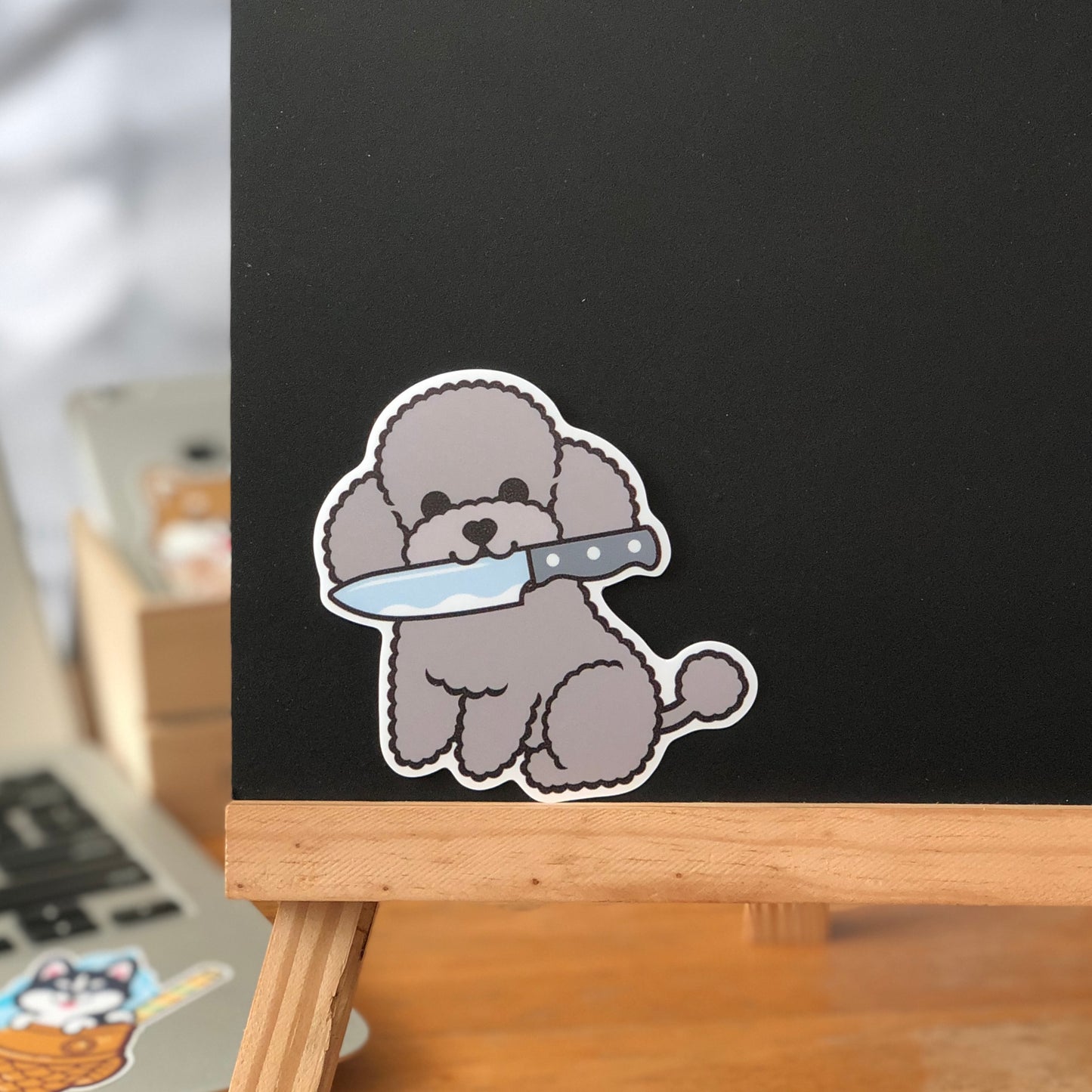 Poodle Stickers-Knife 貴婦狗貼紙-咬刀仔