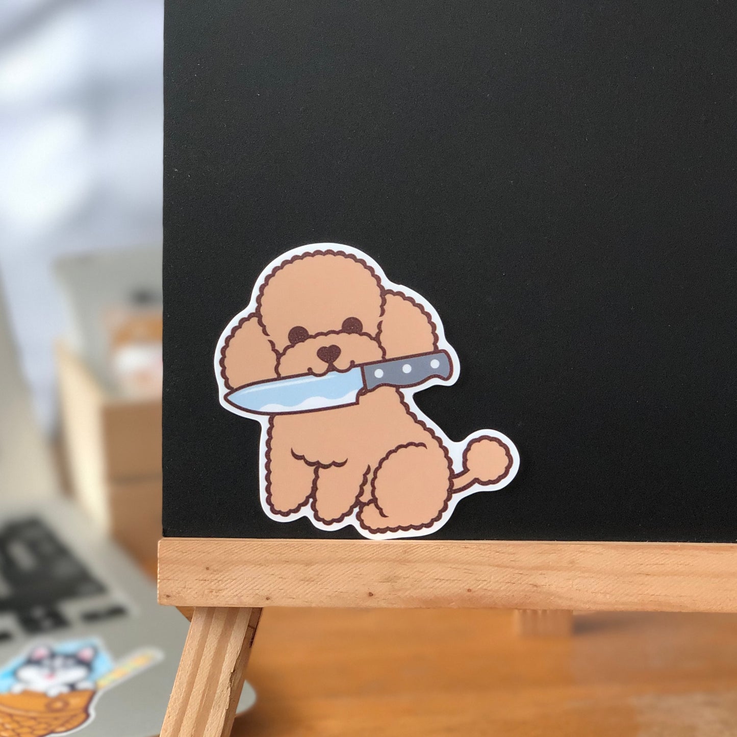 Poodle Stickers-Knife 貴婦狗貼紙-咬刀仔