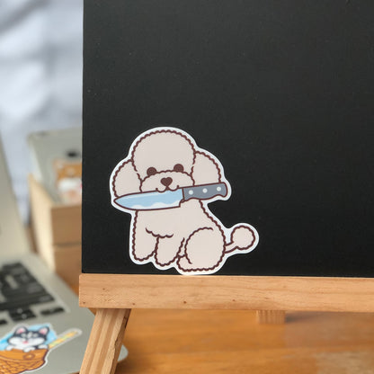 Poodle Stickers-Knife 貴婦狗貼紙-咬刀仔