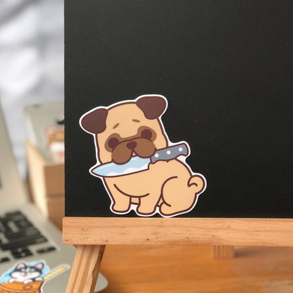 Pug Stickers-Knife 八哥貼紙-咬刀仔