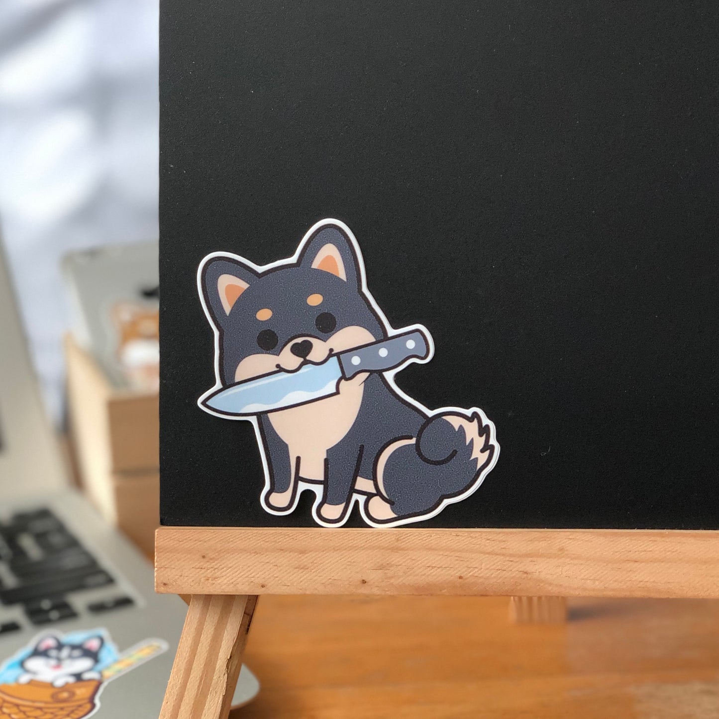 Shiba Stickers-Knife 柴犬貼紙-咬刀仔