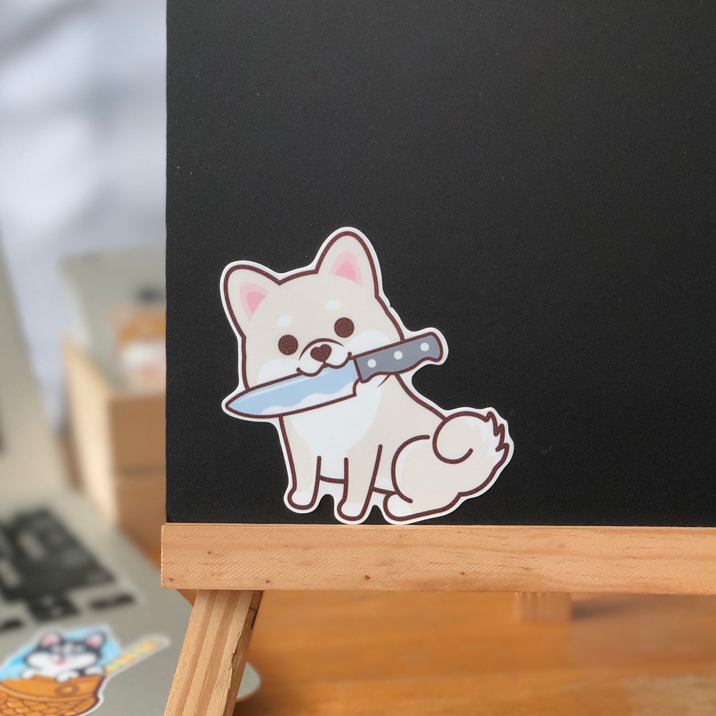 Shiba Stickers-Knife 柴犬貼紙-咬刀仔
