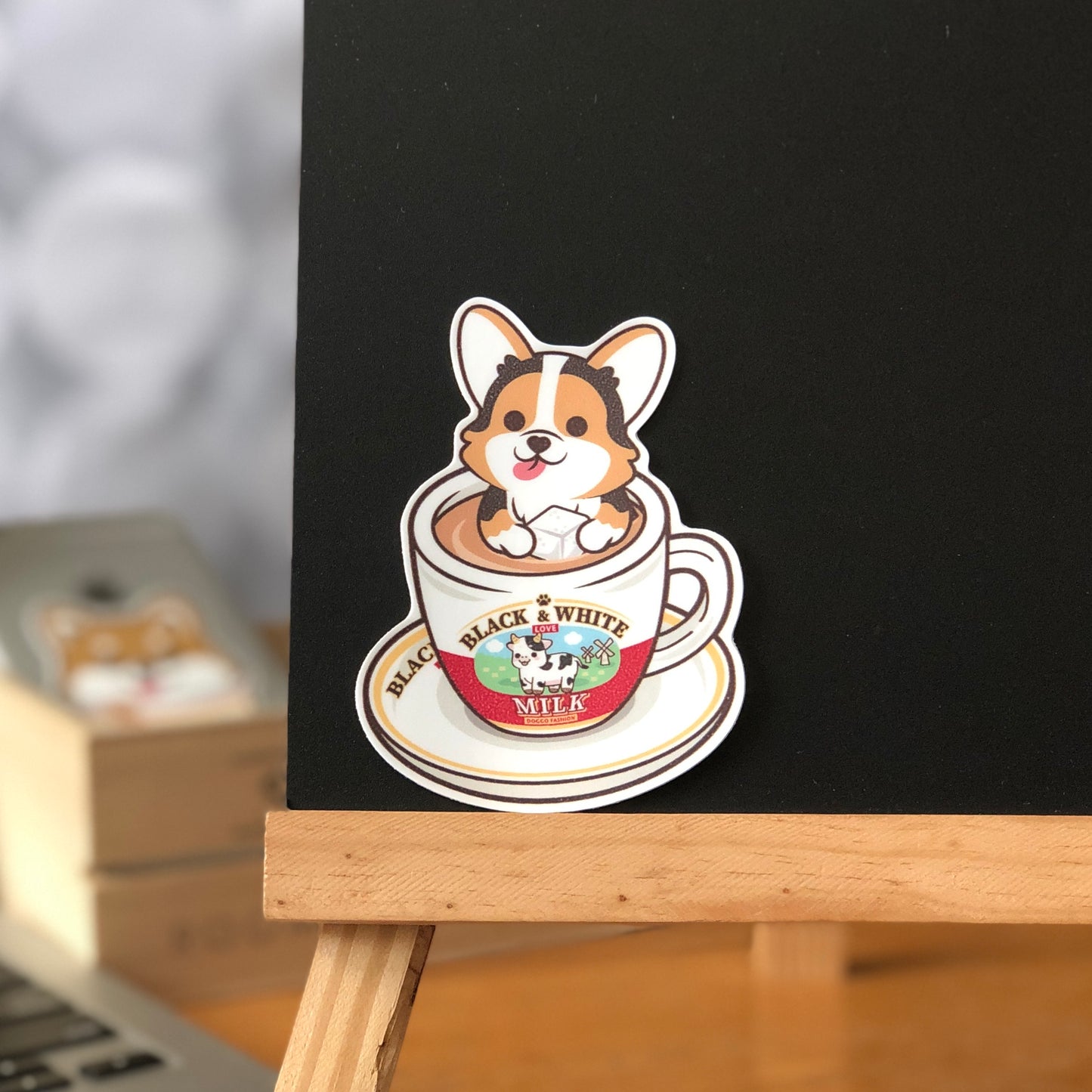 Corgi Stickers-HK Milk Tea 哥基貼紙-港式奶茶