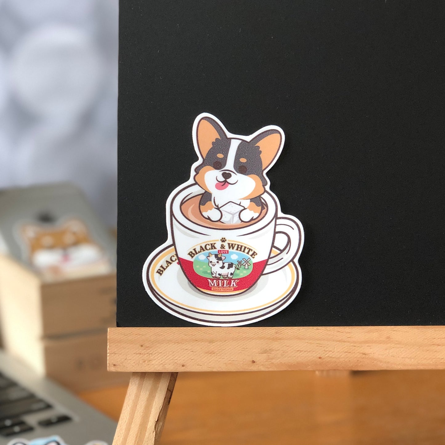Corgi Stickers-HK Milk Tea 哥基貼紙-港式奶茶