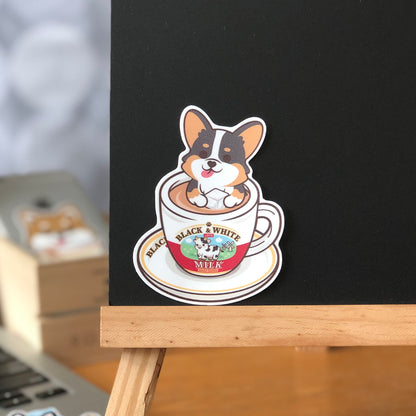 Corgi Stickers-HK Milk Tea 哥基貼紙-港式奶茶