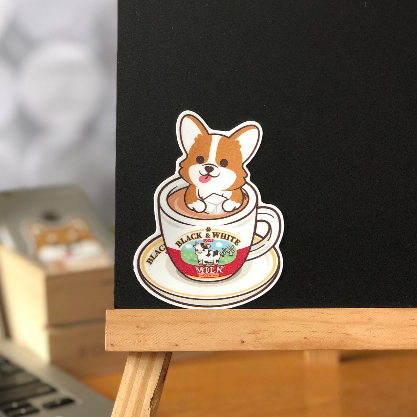 Corgi Stickers-HK Milk Tea 哥基貼紙-港式奶茶