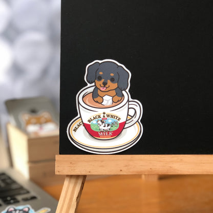 Dachshund Stickers-HK Milk Tea 臘腸狗貼紙-港式奶茶
