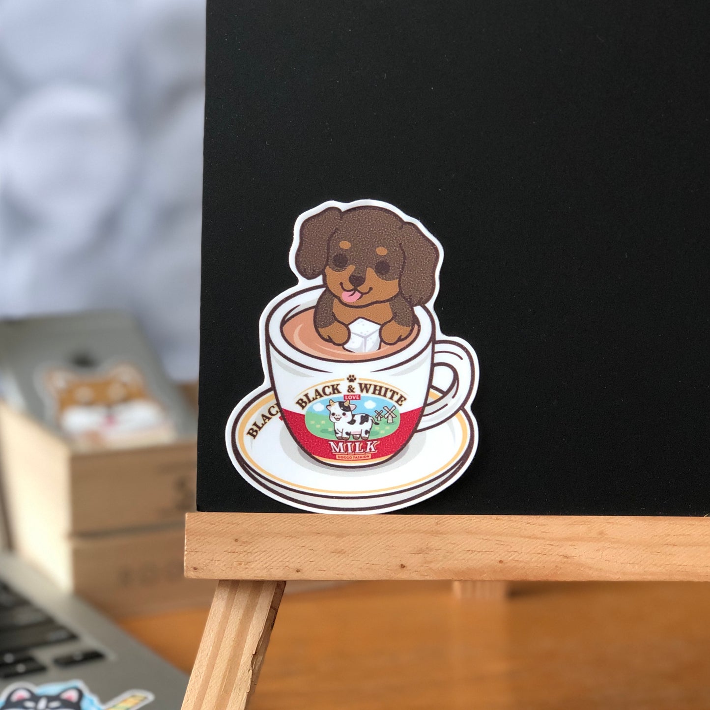 Dachshund Stickers-HK Milk Tea 臘腸狗貼紙-港式奶茶