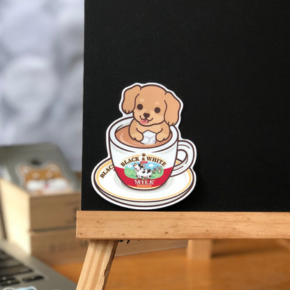 Dachshund Stickers-HK Milk Tea 臘腸狗貼紙-港式奶茶