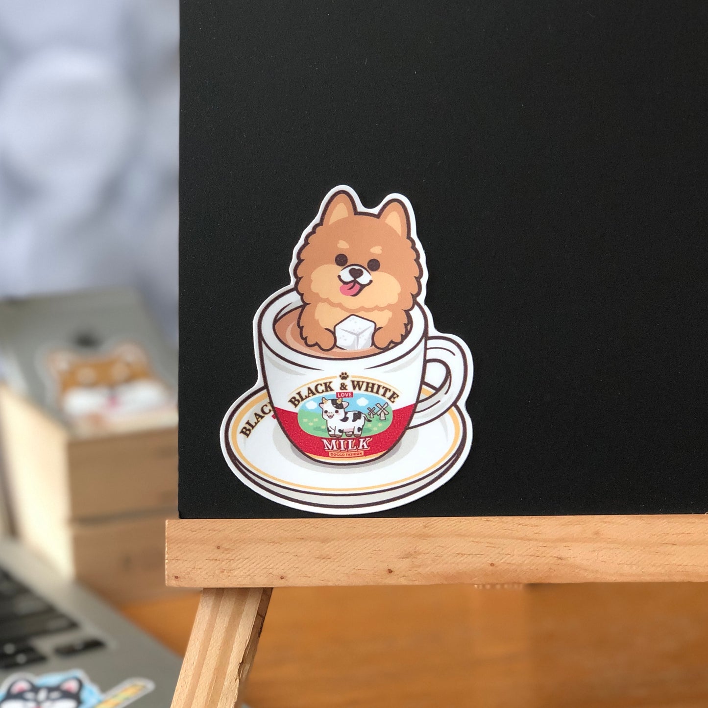 Pomeranian Stickers-HK Milk Tea 松鼠狗貼紙-港式奶茶