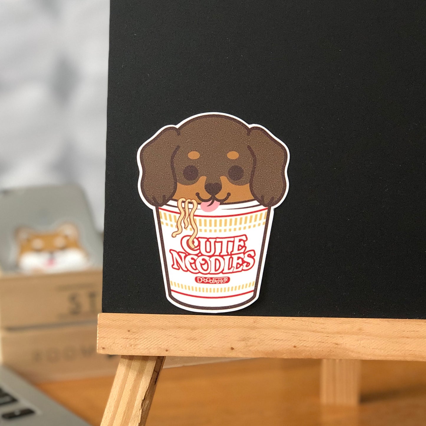 Dachshund Stickers-Cup Noodle 臘腸狗貼紙-杯麵
