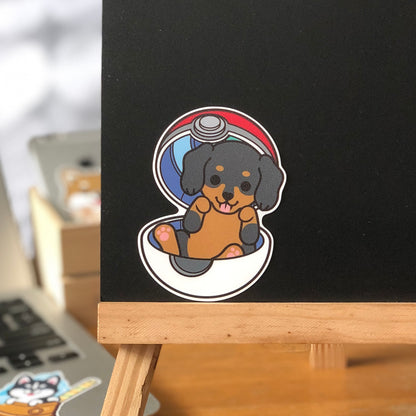 Dachshund Stickers-Pokeball 臘腸狗貼紙-精靈球
