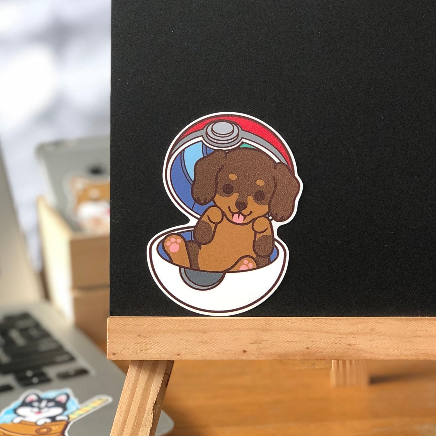 Dachshund Stickers-Pokeball 臘腸狗貼紙-精靈球