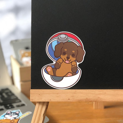 Dachshund Stickers-Pokeball 臘腸狗貼紙-精靈球