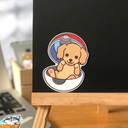 Dachshund Stickers-Pokeball 臘腸狗貼紙-精靈球