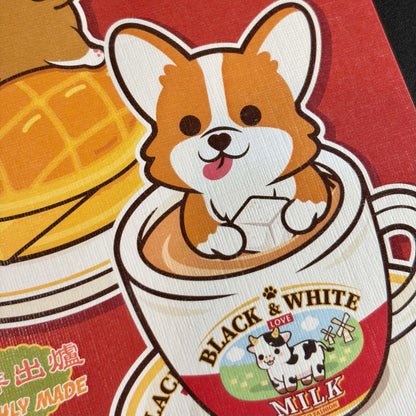 Doggo Postcard-Boba Milk Tea 汪汪明信片-珍珠奶茶