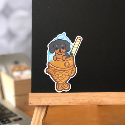 Dachshund Stickers-Taiyaki Ice-cream 臘腸狗貼紙-鯛魚雪糕