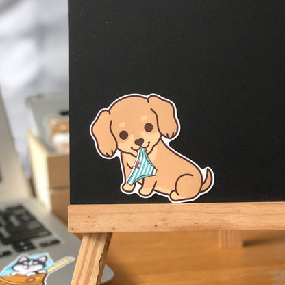 Dachshund Stickers-Panties 臘腸狗貼紙-偷底褲